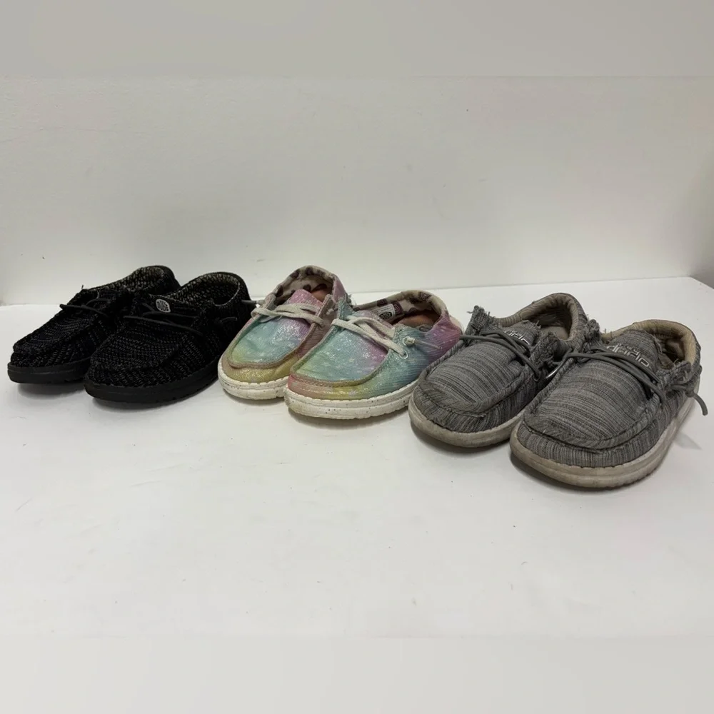 HEY DUDE 3 Pairs Black Gray Multicolored Toddler Size 8 Lot